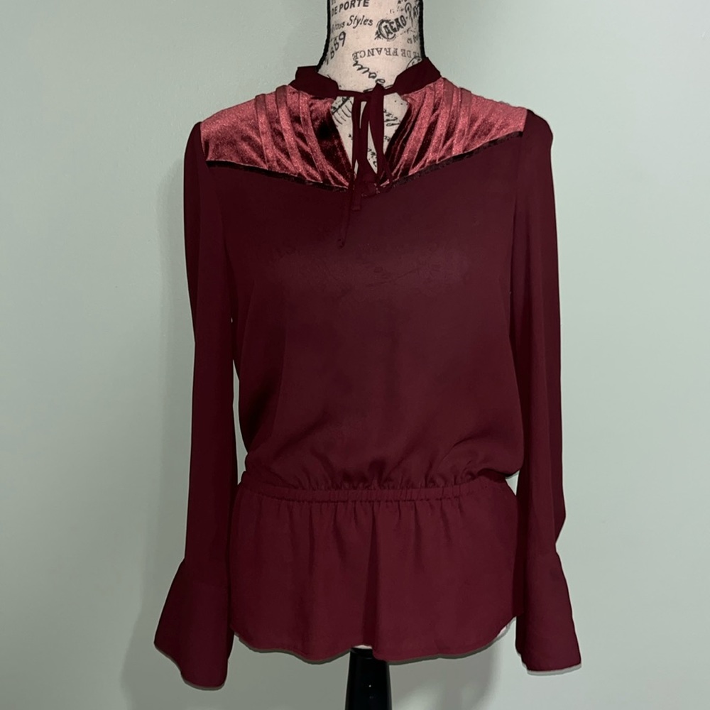Long sleeve red fancy blouse
